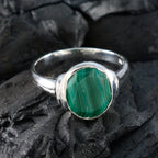 Malachit Solitär Indischer 925 Sterling Silber Grüne Edelsteine Minimal Ethno Ring Schmuck