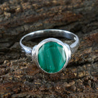 Malachit Solitär Indischer 925 Sterling Silber Grüne Edelsteine Minimal Ethno Ring Schmuck