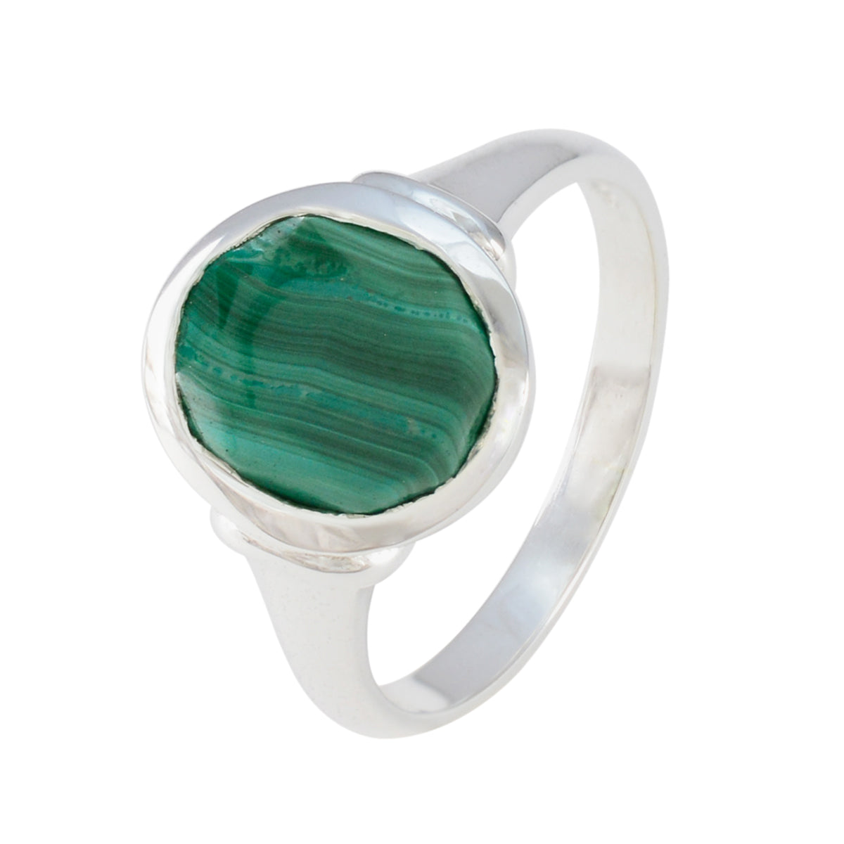 Bague indienne minimaliste en argent sterling 925 avec solitaire en malachite et pierres précieuses vertes Image secondaire du produit