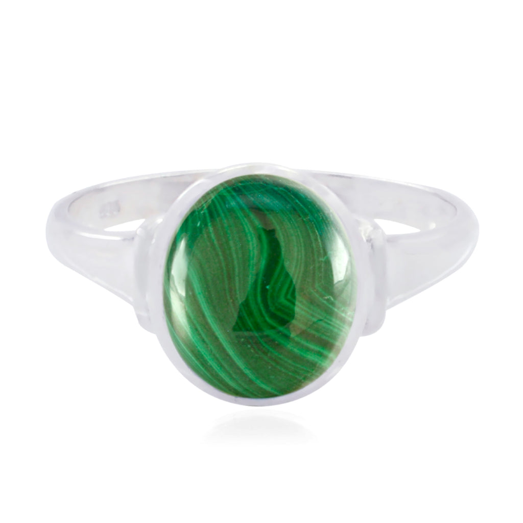 Malachite Solitaire Indian 925 Sterling Silver Green Gemstones Minimal Ethnic Ring Jewelry