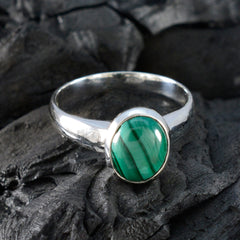 Malachite Solitaire African 925 Sterling Silver Green Gemstones Classic Graceful Ring Jewellery