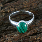 Malachite Solitaire African 925 Sterling Silver Green Gemstones Classic Graceful Ring Jewellery
