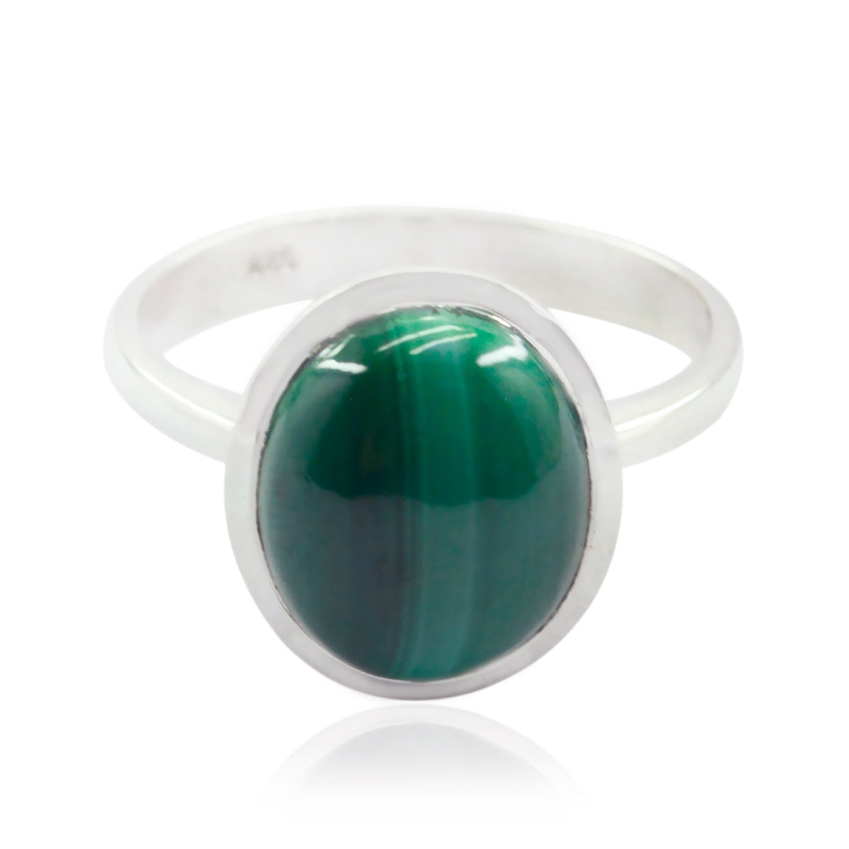 Malachite Solitaire Turkish 92.5 Silver Green Gemstones Whisper thin Contemporary Ring Jewelry Main image