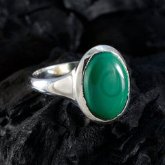 Malachite Solitaire Egyptian 92.5 Silver Green Gemstones Minimal Contemporary Ring Jewellery