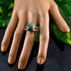 Malachite Solitaire Egyptian 925 Silver Green Gemstone Mid weight Feminine Ring Jewelry