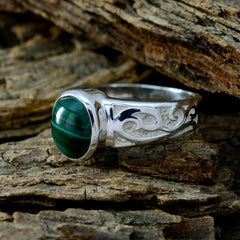 Malachite Solitaire Indian 92.5 Silver Green Gems Minimal Contemporary Ring Jewellery