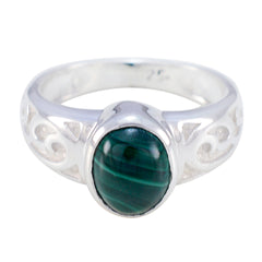 Malachite Solitaire Indian 92.5 Silver Green Gems Minimal Contemporary Ring Jewellery