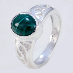 Malachite Solitaire Indian 92.5 Silver Green Gems Minimal Contemporary Ring Jewellery