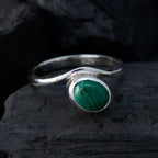 Malachite Solitaire Turkish 92.5 Silver Green Gems Whisper thin Abstract Ring Jewelry