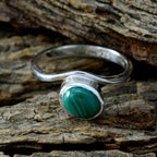 Malachite Solitaire Turkish 92.5 Silver Green Gems Whisper thin Abstract Ring Jewelry