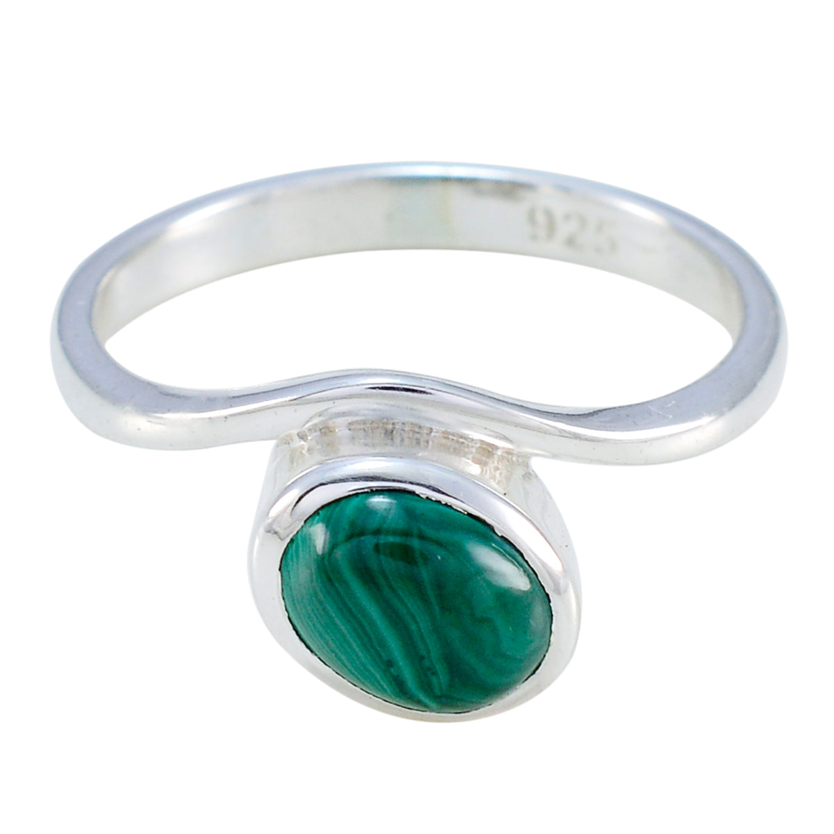 Malachite Solitaire Turkish 92.5 Silver Green Gems Whisper thin Abstract Ring Jewelry