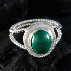 Malachite Solitaire Australian 92.5 Silver Green Gemstones Classic Rope Wire Ring Jewelry