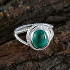 Malachite Solitaire Australian 92.5 Silver Green Gemstones Classic Rope Wire Ring Jewelry