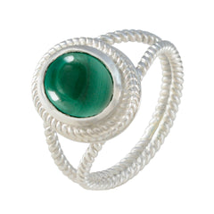 Malachite Solitaire Australian 92.5 Silver Green Gemstones Classic Rope Wire Ring Jewelry