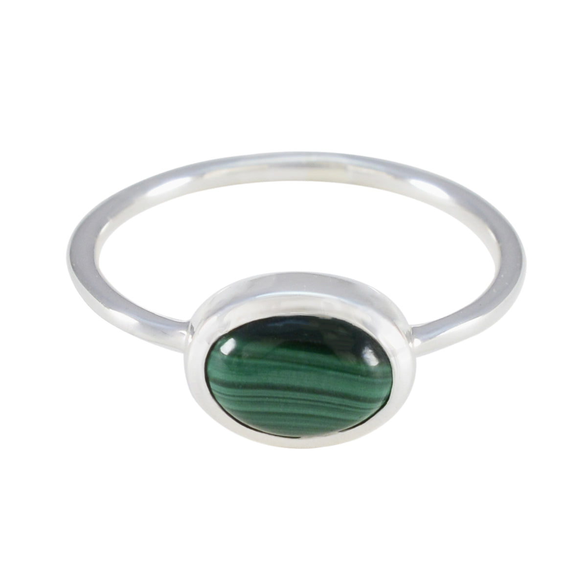 Malachite Solitaire Korean 925 Sterling Silver Green Gems Elegant  Graceful Ring Jewelry Huvudsaklig produktbild