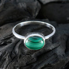 Malachite Solitaire American 925 Sterling Silver Green Gemstones Dainty Trendy Ring Jewelry