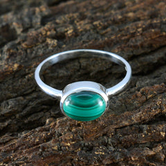 Malachite Solitaire American 925 Sterling Silver Green Gemstones Dainty Trendy Ring Jewelry