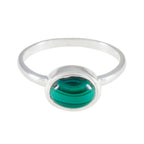 Malachite Solitaire American 925 Sterling Silver Green Gemstones Dainty Trendy Ring Jewelry
