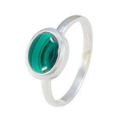 Malachite Solitaire American 925 Sterling Silver Green Gemstones Dainty Trendy Ring Jewelry