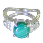 Malachite Solitaire African Silver Green Gems Mid weight Trendy Ring Jewellery