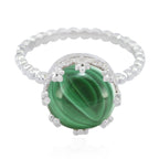 Malachite Solitaire Moroccan 925 Silver Green Gemstones Slim Modern Ring Jewelry