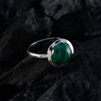 Malachite Solitaire Egyptian Sterling Silver Green Gemstone Slim Luxurious Ring Jewellery