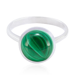 Malachite Solitaire Egyptian Sterling Silver Green Gemstone Slim Luxurious Ring Jewellery