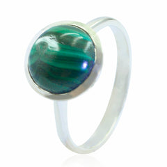Malachite Solitaire Egyptian Sterling Silver Green Gemstone Slim Luxurious Ring Jewellery
