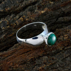 Malachite Solitaire French 925 Silver Green Gems Tiny Trendy Ring Jewelry