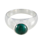 Malachite Solitaire French 925 Silver Green Gems Tiny Trendy Ring Jewelry
