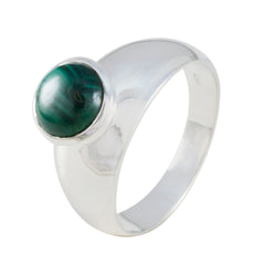 Malachite Solitaire French 925 Silver Green Gems Tiny Trendy Ring Jewelry