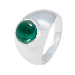 Malachite Solitaire French Sterling Silver Green Gems Eye catching Luxurious Ring Jewellery