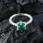 Malachite Solitaire French 925 Silver Green Gemstone Featherlight Twist Ring Jewellery