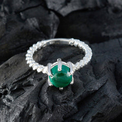 Malachite Solitaire French 925 Silver Green Gemstone Featherlight Twist Ring Jewellery
