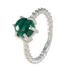 Malachite Solitaire French 925 Silver Green Gemstone Featherlight Twist Ring Jewellery