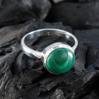 Malachite Solitaire African 92.5 Silver Green Gems Slim Graceful Ring Jewelry