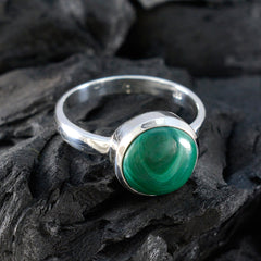 Malachite Solitaire African 92.5 Silver Green Gems Slim Graceful Ring Jewelry