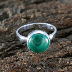 Malachite Solitaire African 92.5 Silver Green Gems Slim Graceful Ring Jewelry