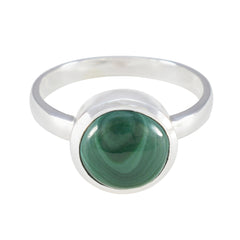Malachite Solitaire African 92.5 Silver Green Gems Slim Graceful Ring Jewelry