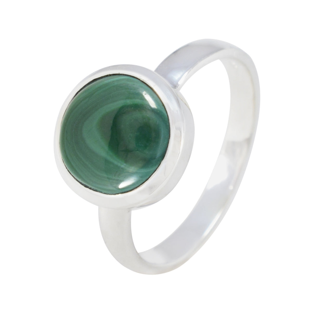 Malachite Solitaire African 92.5 Silver Green Gems Slim Graceful Ring Jewelry