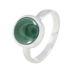 Malachite Solitaire African 92.5 Silver Green Gems Slim Graceful Ring Jewelry