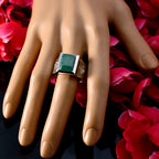 Malachite Solitaire German Silver Green Gems Edgy Armor Ring Jewelry