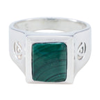 Malachite Solitaire German Silver Green Gems Edgy Armor Ring Jewelry