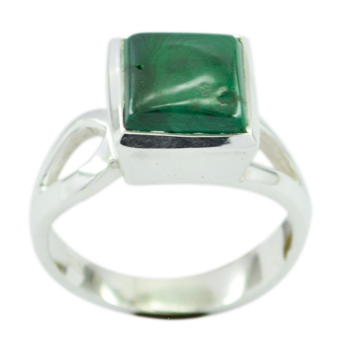 Malachite Solitaire Russian Sterling Silver Green Gemstones Mid weight Romantic Ring Jewellery Main image
