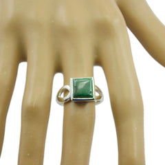 Malachite Solitaire Russian Sterling Silver Green Gemstones Mid weight Romantic Ring Jewellery