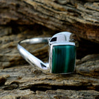 Malachite Solitaire African 925 Silver Green Gemstone Tiny Trendy Ring Jewellery