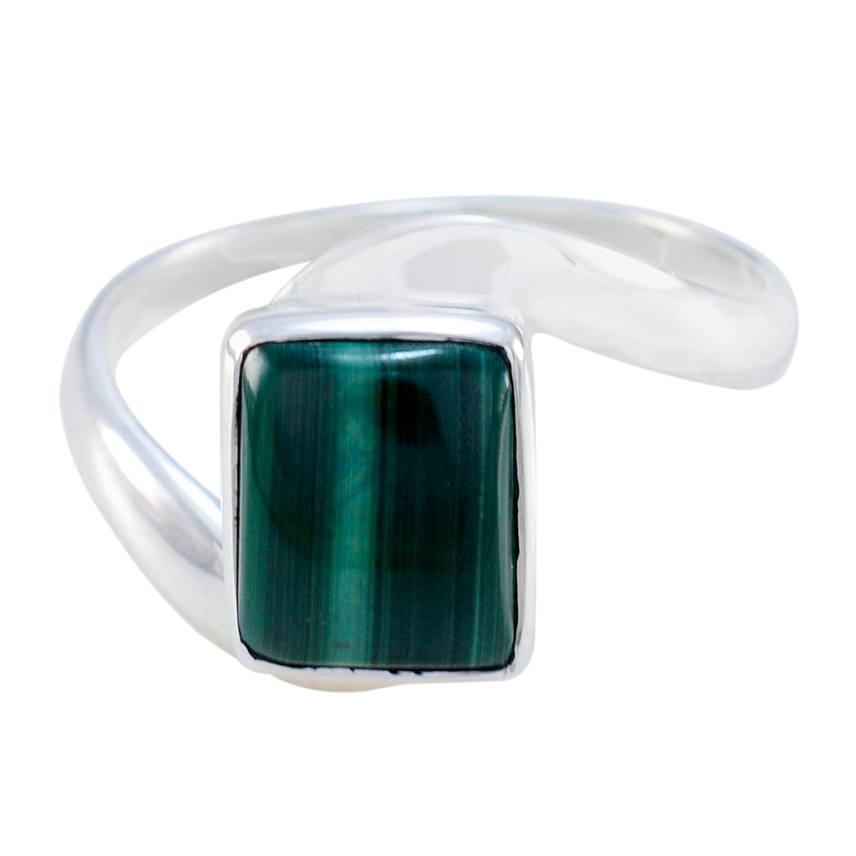 Malachite Solitaire African 925 Silver Green Gemstone Tiny Trendy Ring Jewellery