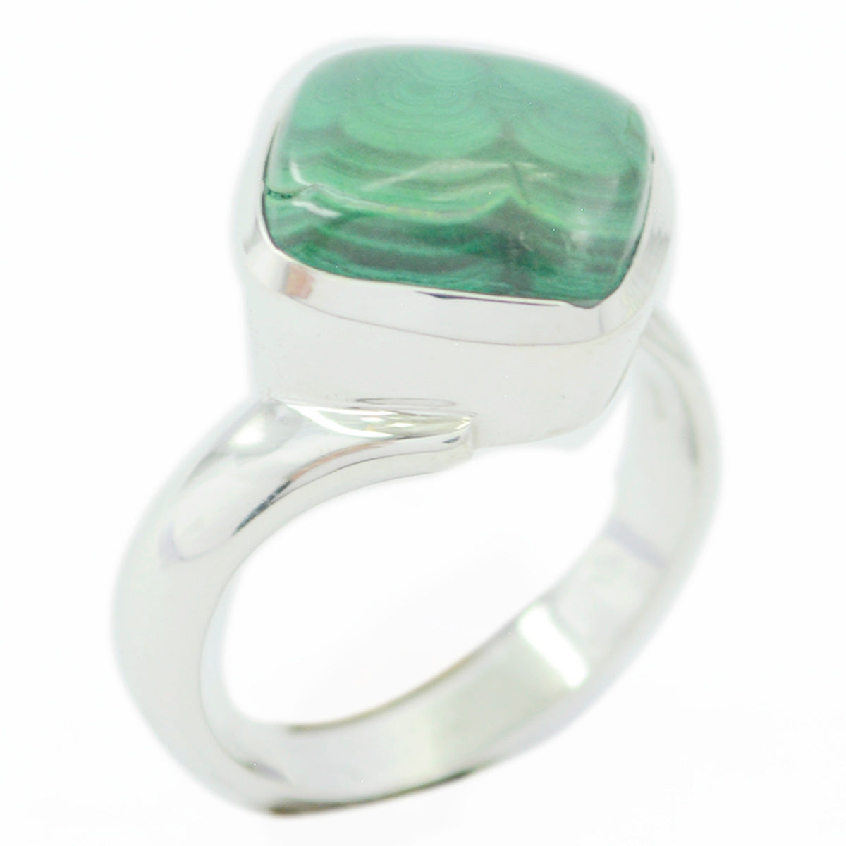 Malachite Solitaire African 925 Silver Green Gemstones Classic Luxurious Ring Jewelry