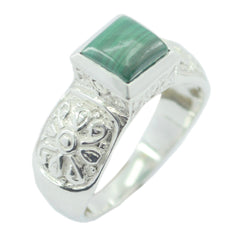 Malachite Solitaire Egyptian 925 Sterling Silver Green Gemstone Eye catching Art Deco Ring Jewellery