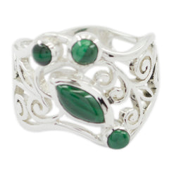 Malachite quarter Mexican 925 Silver Green Gemstones Essential  Filigree Ring Jewelry